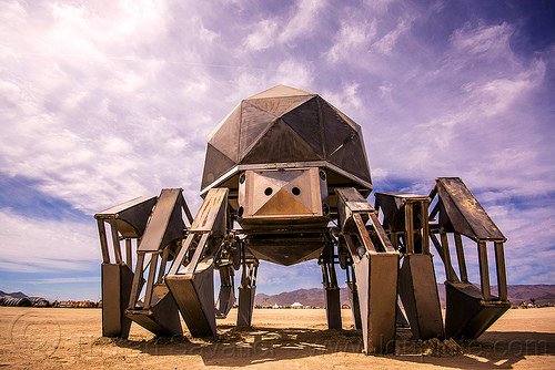 burning man - walking pod - giant walking mechanical spider robot - art car, articulated, burning man art cars, mechanical spider, motorized spider, mutant vehicles, robot, scott parenteau, walking machine, walking pod art car