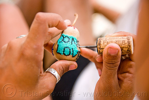 burning man - wax pear and small beads, beads, wax pear