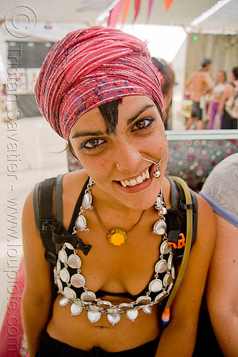 burning man - woman with nice fangs, attire, burning man outfit, fangs, quebecoise, québécoise, woman