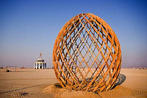 burning man - wooden egg, art installation, c.o.r.e., circle of regional effigies, core project, opalessence, wooden egg