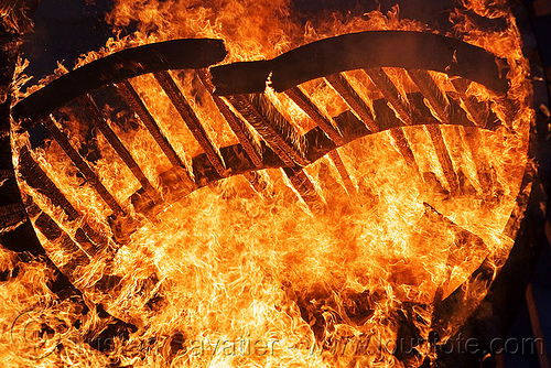 burning wooden frame, burning, dusk, fire, frame, wood, wooden