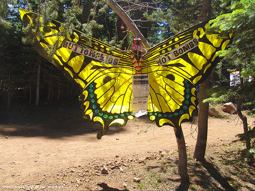 butterflies-not-bombs - rainbow gathering - hippie, butterfly, hippie, kite, yellow