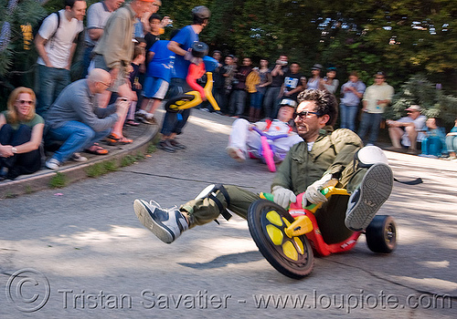 byobw - "bring your own big wheel" race - toy tricycles (san francisco), big wheel, drift trikes, moving fast, potrero hill, race, speed, speeding, toy tricycle, toy trike, trike-drifting