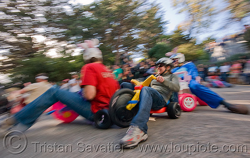 byobw - "bring your own big wheel" race - toy tricycles (san francisco), big wheel, drift trikes, moving fast, potrero hill, race, speed, speeding, toy tricycle, toy trike, trike-drifting