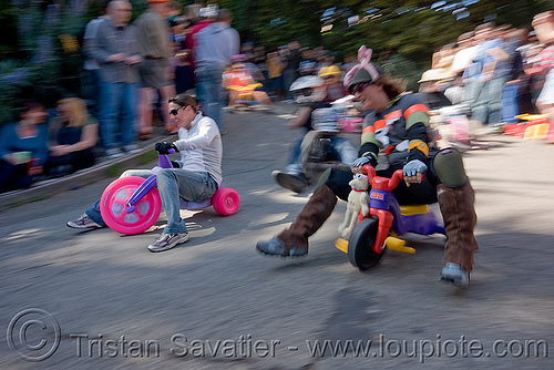 BYOBW - "bring your own big wheel" race - toy tricycles (san francisco), big wheel, drift trikes, moving fast, potrero hill, race, speed, speeding, toy tricycle, toy trike, trike-drifting