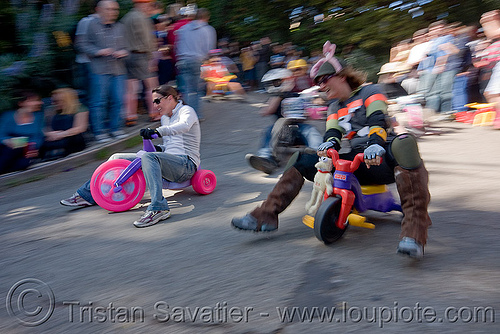 byobw - "bring your own big wheel" race - toy tricycles (san francisco), big wheel, drift trikes, moving fast, potrero hill, race, speed, speeding, toy tricycle, toy trike, trike-drifting