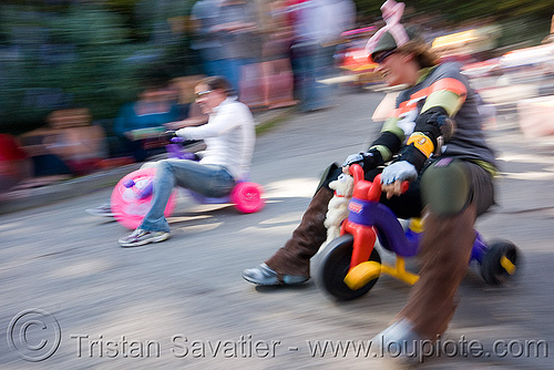 byobw - "bring your own big wheel" race - toy tricycles (san francisco), big wheel, drift trikes, moving fast, potrero hill, race, speed, speeding, toy tricycle, toy trike, trike-drifting