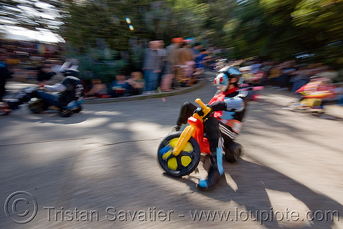 byobw - "bring your own big wheel" race - toy tricycles (san francisco), big wheel, drift trikes, moving fast, potrero hill, race, speed, speeding, toy tricycle, toy trike, trike-drifting