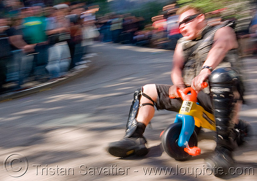 byobw - "bring your own big wheel" race - toy tricycles (san francisco), big wheel, drift trikes, moving fast, potrero hill, race, speed, speeding, toy tricycle, toy trike, trike-drifting