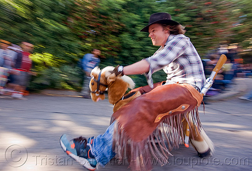 byobw - "bring your own big wheel" race - toy tricycles (san francisco), big wheel, byobw 2011, cowbow costume, drift trikes, moving fast, potrero hill, race, speed, speeding, toy gun, toy horse, toy rifle, toy tricycle, toy trike, trike-drifting