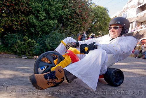 byobw - "bring your own big wheel" race - toy tricycles (san francisco), big wheel, byobw 2011, drift trikes, elvis impersonator, moving fast, potrero hill, race, speed, speeding, toy tricycle, toy trike, trike-drifting