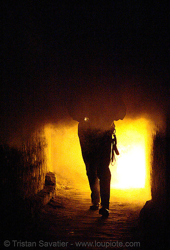 catacombes de paris - catacombs of paris (off-limit area), cataphile, cave, clandestines, fire, fumi, fumigène, illegal, mine tunnel, silhouette, smoke, trespassing, underground mine, underground quarry