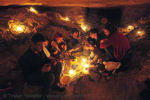 cavers - catacombes de paris - renegade party in the catacombs of paris (off-limit area), candles, cataphiles, cave, clandestines, illegal, pamela, trespassing, underground quarry
