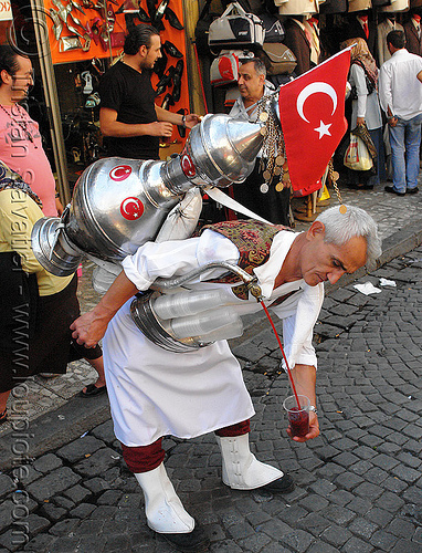 cherry juice vendor, bazaar, cherry juice, cup, flag, fresh juice, fruit juice, istanbul, man, pouring, street market, street seller, street vendor