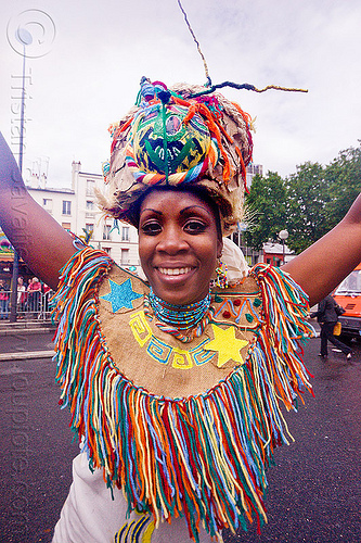 choukaj at the carnaval tropical de paris, caribbean, carnaval tropical, choukaj, costumes, creole, cr�\xa9ole, guadeloupe, hat, indigenous culture, parade, paris, traditional, tribal, west indies, woman