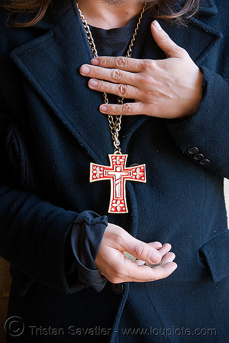 christian beggar - crucifix, beggar, begging, christian cross, corpus, crucifix, hands, red