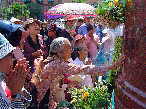 christian pilgrims praying - vietnam, cathedral, church, ho chi minh city, holy, madonna, pilgrim, praying, saigon, virgin mary