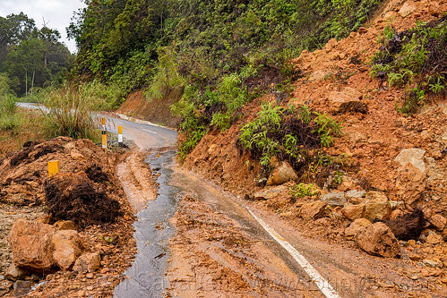 cleared landslide on road to bada valley, bada valley road landslide, mountain road, road to bada valley