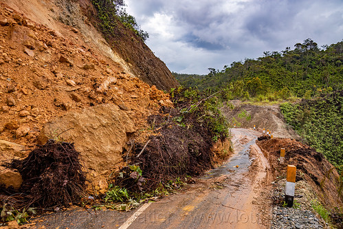 cleared landslide on road to bada valley, bada valley road landslide, mountain road, road to bada valley