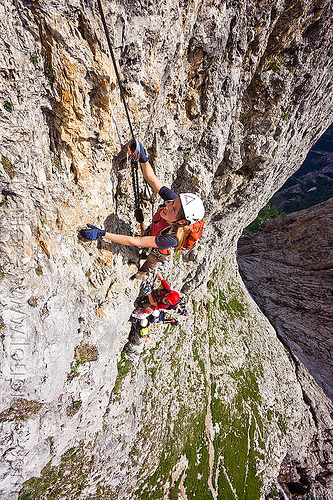 cliff climbing in the dolomites, alps, cliff, climber, climbing harness, climbing helmet, dolomites, dolomiti, ferrata tridentina, mountain climbing, mountaineer, mountaineering, mountains, rock climbing, vertical, via ferrata brigata tridentina, woman