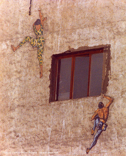 climbers - mural - paint - painting - wall - window, mural, paint, painting, street art, window