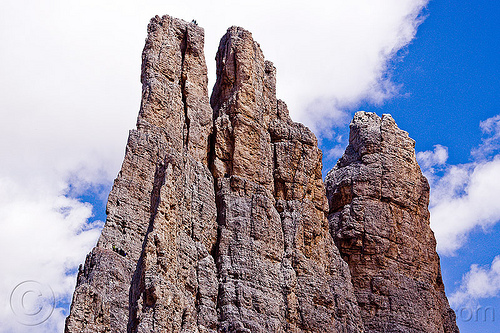 climbers on torri del vajolet vertical cliffs - dolomites, abseiling, alps, cliff, climbers, dolomites, dolomiti, mountain climbing, mountaineer, mountaineering, mountains, rappelling, rock climbing, summit, torri del vajolet, vertical