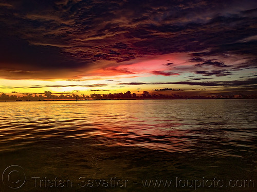 cloudy sunset over the sea, horizon, makassar, ocean, sea, seascape, sunset