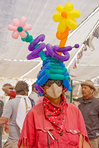 clown balloons hat - flower balloons, balloon flower, balloon hat, clown balloons, dust mask, man