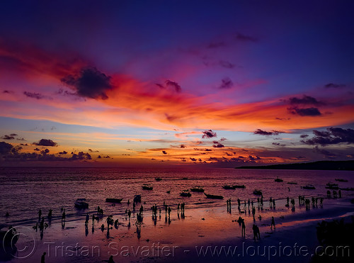 colorful sky just after sunset - bira beach - sulawesi island - indonesia, bira beach, boats, clouds, horizon, landscape, moored, ocean, pantai bira, sea, seascape, silhouettes, sunset sky