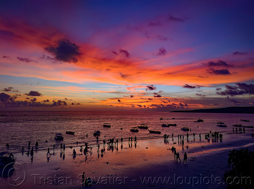 colorful sky just after sunset - bira beach - sulawesi island - indonesia, bira beach, boats, clouds, horizon, landscape, moored, ocean, pantai bira, sea, seascape, silhouettes, sunset sky