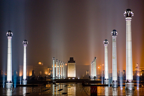 column rows - ambedkar memorial, architecture, columns, dr bhimrao ambedkar memorial park, india, lucknow, monument, night