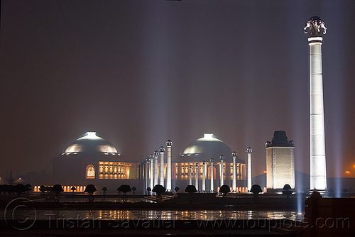 columns and dome monuments - ambedkar memorial, architecture, columns, domes, dr bhimrao ambedkar memorial park, india, lucknow, monument, night