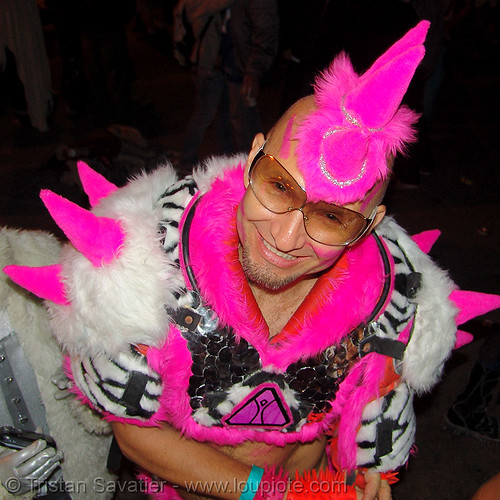 cones costume - burning man decompression, cones, man, pink