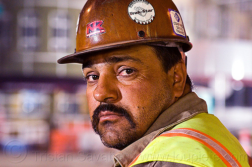 construction worker - raúl, construction, demolition, high-visibility jacket, high-visibility vest, man, mustache, night, ntk, raúl, reflective jacket, reflective vest, safety helmet, safety vest, worker