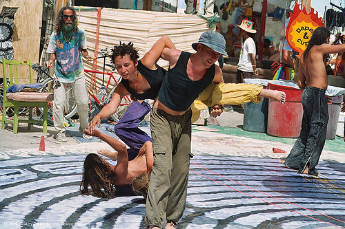 contact dance at center camp - burning man 2003, man