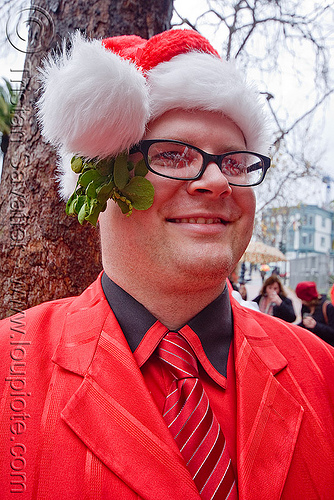 corporate santa claus - santacon 2009 - santa claus convention (san francisco), business suit, christmas, corporate, costume, man, red, santa claus, santacon, santarchy, santas, the triple crown, tie