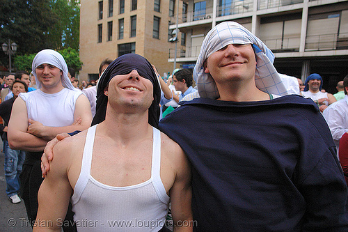 costaleros - hermandad de los servitas - semana santa en sevilla, costal, costaleros, easter, headwear, hermandad de los servitas, semana santa, sevilla