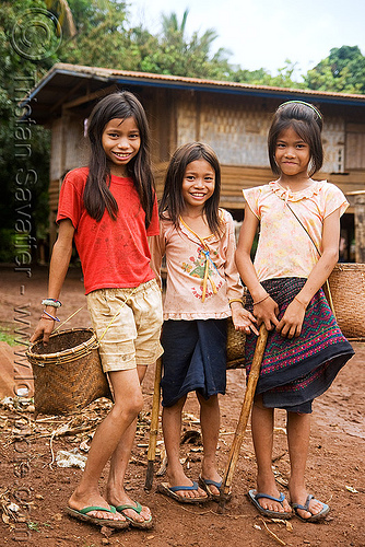 country girls (laos), child, country, farm, girls, kids, little girl