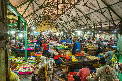 covered fish market in surabaya, fish market, seafood, surabaya
