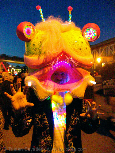 crazy costume - starboy - burning man decompression, night, starboy