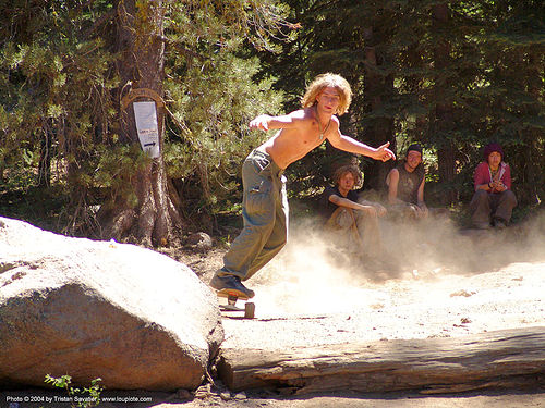 crazy-skateboarder - rainbow gathering - hippie, hippie, man, skateboard, skateboarder, skateboarding