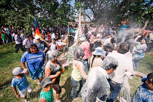 crowd dancing around the apacheta - carnaval - carnival in jujuy capital (argentina), andean carnival, apacheta, argentina, carnaval de la quebrada, crowd, jujuy capital, noroeste argentino, pachamama, san salvador de jujuy