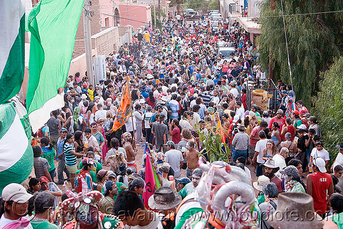 crowd partying in the street - carnaval de tilcara (argentina), andean carnival, argentina, carnaval de la quebrada, carnaval de tilcara, crowd, noroeste argentino, parade, quebrada de humahuaca