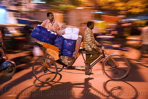 cycle rickshaw - delhi (india), cycle rickshaw, delhi, men, moving, night, trike, wallahs