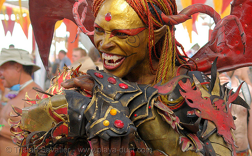 damon the vampire - burning man 2006, man, vampire fangs