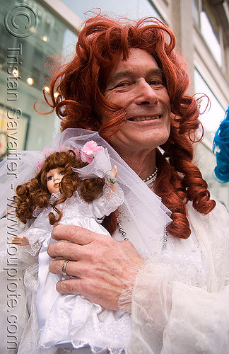 danger ranger aka michele michele and his doll - brides of march (san francisco), bride, brides of march, danger ranger, doll, m2, man, michael michael, michael mikel, michele michele, redhead wig, wedding, white
