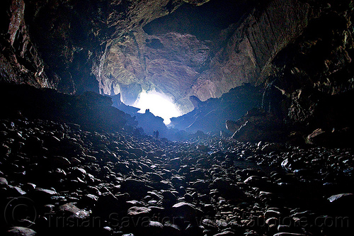 deer cave - mulu (borneo), backlight, borneo, cave mouth, caving, deer cave, gunung mulu national park, malaysia, natural cave, pebbles, spelunking