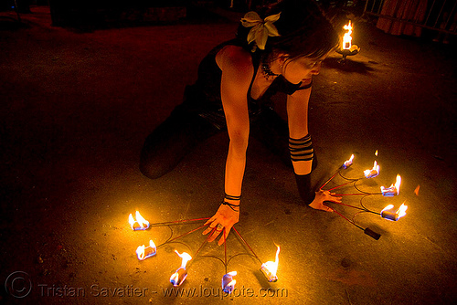 dev with fire fans (san francisco), dev, fire dancer, fire dancing, fire fans, fire performer, fire spinning, night, spinning fire, woman