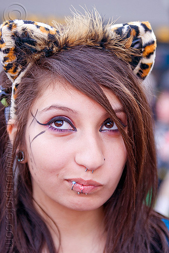 devin with tiger ears headband, cat ears headband, devin, woman