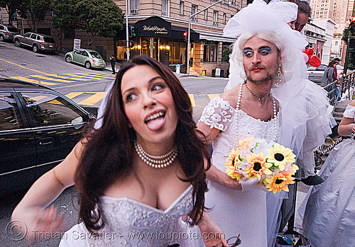 diana furka and randal - brides of march (san francisco), bride, brides of march, man, randal smith, wedding dress, white, woman